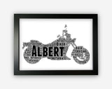 Personalised Motorcycle Gifts Word Art Wall Print - Biker Gift Motorbike Motorcyclist Gifts Prints Cruiser Biker PG0558