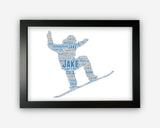 Personalised Snowboarding For Snowboarder Ski Snow Sports Gift Word Art Wall Room Decor Prints PG0077