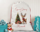 Personalised Christmas Sack - Santa Sack for Kids Presents Xmas Reindeer Tree Design Stocking Christmas Eve Bag Box for Girls & Boys XS017