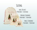 Personalised Christmas Sack - Santa Sack for Kids Presents Xmas Reindeer Tree Design Stocking Christmas Eve Bag Box for Girls & Boys XS017