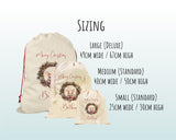 Personalised Christmas Sack - Santa Sack for Kids Presents Xmas Wreath Mouse Design Stocking Christmas Eve Bag Box for Girls & Boys XS010