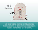 Personalised Bichon Frisé Large Christmas Sack - Red Drawstring Bag for Xmas Presents - Christmas Eve Bag Box Decoration for Dogs XS075