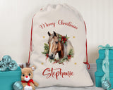 Personalised Christmas Sack - Santa Sack for Kids Presents Xmas Cute Horse Design Stocking Christmas Eve Bag Box for Girls & Boys XS058