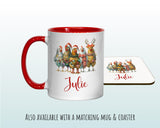 Personalised Christmas Sack - Santa Sack for Kids Presents Xmas Chickens and Lights Design Stocking Christmas Eve Bag for Girls & Boys XS052