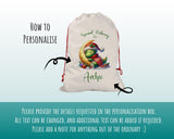 Personalised Christmas Sack - Santa Sack for Kids Presents Xmas Dinosaur Moon Design Stocking Christmas Eve Bag Box for Girls & Boys XS022