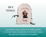 Personalised Chocolate Labrador Large Christmas Sack - Red Drawstring Bag for Xmas Presents Christmas Eve Bag Box Decoration for Dogs XS122