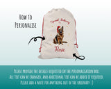 Personalised German Shepherd Large Christmas Sack - Red Drawstring Bag for Xmas Presents - Christmas Eve Bag Box Decoration for Dogs XS106