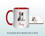 Personalised Border Collie Large Christmas Sack - Red Drawstring Bag for Xmas Presents - Christmas Eve Bag Box Decoration for Dogs XS076