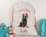 Personalised Belgian Sheepdog Large Christmas Sack - Red Drawstring Bag for Xmas Presents - Christmas Eve Bag Box Decoration for Dogs XS073