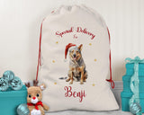 Personalised Australian Cattle Dog Large Christmas Sack Red Drawstring Bag for Xmas Presents Christmas Eve Bag Box Decoration for Dogs XS071