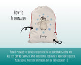 Personalised Large Christmas Sack Penguin Name Xmas Stocking Gift Stocking Rudolph Sack Red Drawstring Christmas Decoration SK109