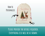 Personalised Christmas Sack - Santa Sack for Kids Presents Xmas Reindeer Tree Design Stocking Christmas Eve Bag Box for Girls & Boys XS017