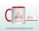 Personalised Christmas Sack - Santa Sack for Kids Presents Xmas Bunny Pink Tree Design Stocking Christmas Eve Bag Box for Girls & Boys XS004