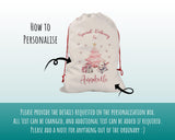 Personalised Christmas Sack - Santa Sack for Kids Presents Xmas Bunny Pink Tree Design Stocking Christmas Eve Bag Box for Girls & Boys XS004