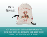 Personalised Christmas Sack - Santa Sack for Kids Presents Xmas Cute Pig / Piglet Design Stocking Christmas Eve Bag for Girls & Boys XS060