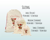 Personalised Christmas Sack - Santa Sack for Kids Presents Xmas Reindeer Santa Hat Design Stocking Christmas Eve Bag for Girls & Boys XS014