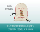 Personalised Golden Retriever Large Christmas Sack - Red Drawstring Bag for Xmas Presents - Christmas Eve Bag Box Decoration for Dogs XS008