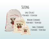 Personalised Christmas Sack - Santa Sack for Kids Presents Xmas Cows Fairy Lights Design Stocking Christmas Eve Bag for Girls & Boys XS056
