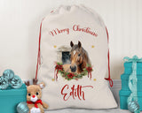 Personalised Christmas Sack - Santa Sack for Kids Presents Xmas Cute Horse Design Stocking Christmas Eve Bag Box for Girls & Boys XS059