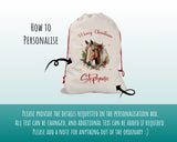 Personalised Christmas Sack - Santa Sack for Kids Presents Xmas Cute Horse Design Stocking Christmas Eve Bag Box for Girls & Boys XS058