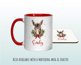 Personalised Christmas Sack - Santa Sack for Kids Presents Xmas Cute Donkey Design Stocking Christmas Eve Bag Box for Girls & Boys XS057