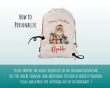 Personalised Christmas Sack - Santa Sack for Kids Presents Xmas Cute Cat Kitten Design Stocking Christmas Eve Bag for Girls & Boys XS054