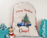 Personalised Christmas Sack - Santa Sack for Kids Presents Xmas Tree and Truck Design Stocking Christmas Eve Bag Box for Girls & Boys XS046