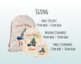 Personalised Christmas Sack - Santa Sack for Kids Presents Xmas Tree and Truck Design Stocking Christmas Eve Bag Box for Girls & Boys XS046