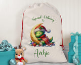 Personalised Christmas Sack - Santa Sack for Kids Presents Xmas Dinosaur Moon Design Stocking Christmas Eve Bag Box for Girls & Boys XS022