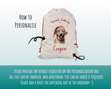 Personalised Yellow Labrador Large Christmas Sack - Red Drawstring Bag for Xmas Presents - Christmas Eve Bag Box Decoration for Dogs XS124