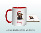 Personalised Chocolate Labrador Large Christmas Sack - Red Drawstring Bag for Xmas Presents Christmas Eve Bag Box Decoration for Dogs XS122