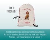 Personalised Hungarian Vizsla Large Christmas Sack - Red Drawstring Bag for Xmas Presents - Christmas Eve Bag Box Decoration for Dogs XS113