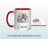 Personalised Large Christmas Sack Robin and Squirrel Design Xmas Stocking Gift Rudolph Sack Red Drawstring Christmas Decoration SK073