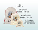 Personalised Large Christmas Sack Robin and Squirrel Design Xmas Stocking Gift Rudolph Sack Red Drawstring Christmas Decoration SK073