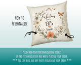 50th Birthday Gift for Women - Personalised 1975 Birthday Cushion Age 50 Gift for Her - Ladies Floral Design Mum Nan Sister Fifty BNL50C