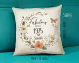 50th Birthday Gift for Women - Personalised 1975 Birthday Cushion Age 50 Gift for Her - Ladies Floral Design Mum Nan Sister Fifty BNL50C
