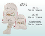 Personalised Large Christmas Sack Xmas Santa Sleigh Reindeer Name Stocking Star Gift Sack Red Drawstring Christmas Decoration SK167