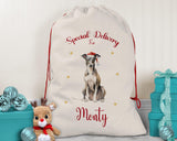 Personalised Italian Greyhound Large Christmas Sack - Red Drawstring Bag for Xmas Presents - Christmas Eve Bag Box Decoration for Dogs XS116