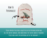 Personalised Christmas Sack - Santa Sack for Kids Presents Xmas Tree and Truck Design Stocking Christmas Eve Bag Box for Girls & Boys XS049