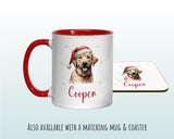 Personalised Yellow Labrador Large Christmas Sack - Red Drawstring Bag for Xmas Presents - Christmas Eve Bag Box Decoration for Dogs XS124