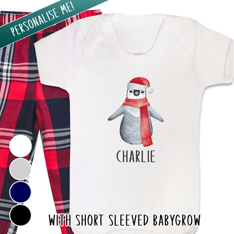 Personalised Penguin Xmas Pyjamas - Babygrow - PJ020