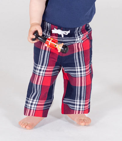 LW83T RD/NV - Larkwood Baby/Toddler Tartan Lounge Pants