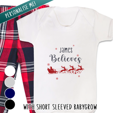 Personalised Santas Sleigh Xmas Pyjamas - Babygrow - PJ023