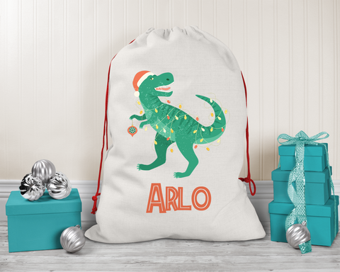 Large Personalised Dinosaur Christmas Sack SK176