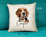Beagle name cushion size guide - 40 x 40cm (16 x 16 inches)