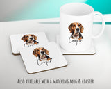 Personalised Beagle cushion with matching mug and coaster