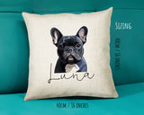 French Bulldog name cushion size guide - 40 x 40cm (16 x 16 inches)