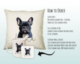 How to order the French Bulldog cushion - Cover Only, Full Cushion and Pad, or Cushion+Mug+Coaster