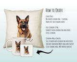 How to order the German Shepherd cushion - Cover Only, Full Cushion and Pad, or Cushion+Mug+Coaster