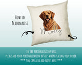 How to personalise the Golden Retriever name cushion - add your dog's name in the personalisation box